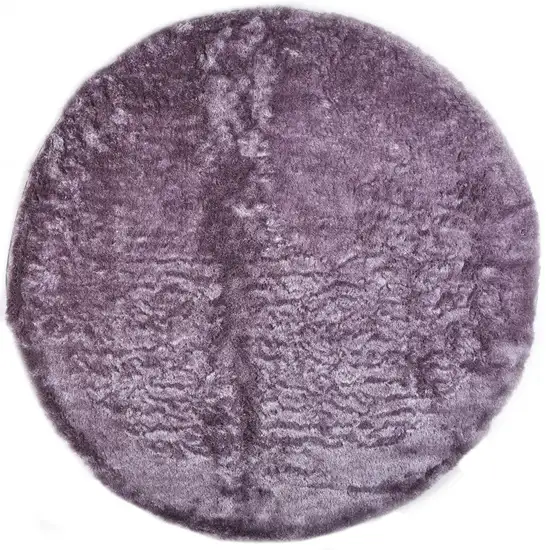8' Purple Round Shag Tufted Handmade Area Rug Photo 1
