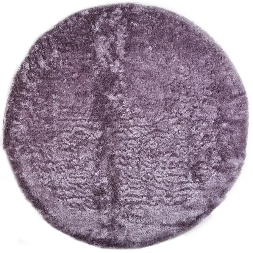8' Purple Round Shag Tufted Handmade Area Rug Photo 1