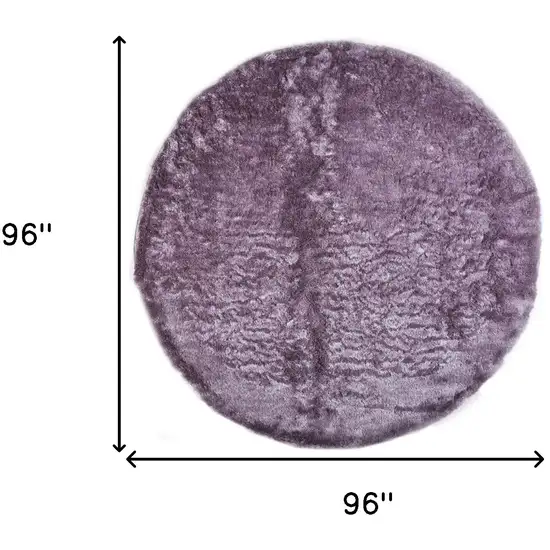8' Purple Round Shag Tufted Handmade Area Rug Photo 7