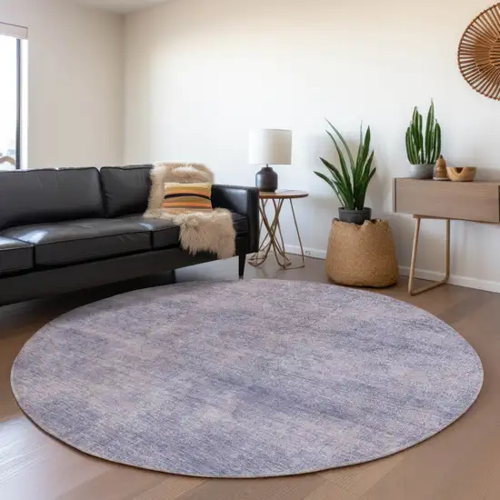 8' Purple Round Washable Indoor Outdoor Area Rug Photo 6