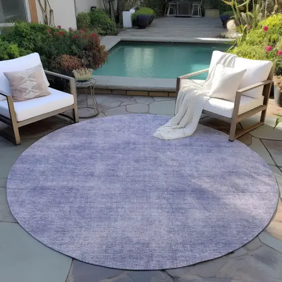 8' Purple Round Washable Indoor Outdoor Area Rug Photo 5