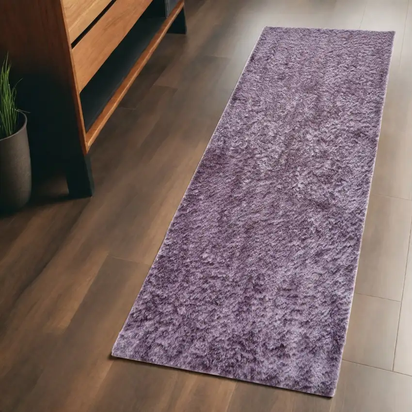6' Purple Shag Tufted Handmade Runner Rug Photo 2