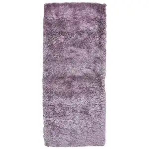 Photo of 6' Purple Shag Tufted Handmade Runner Rug