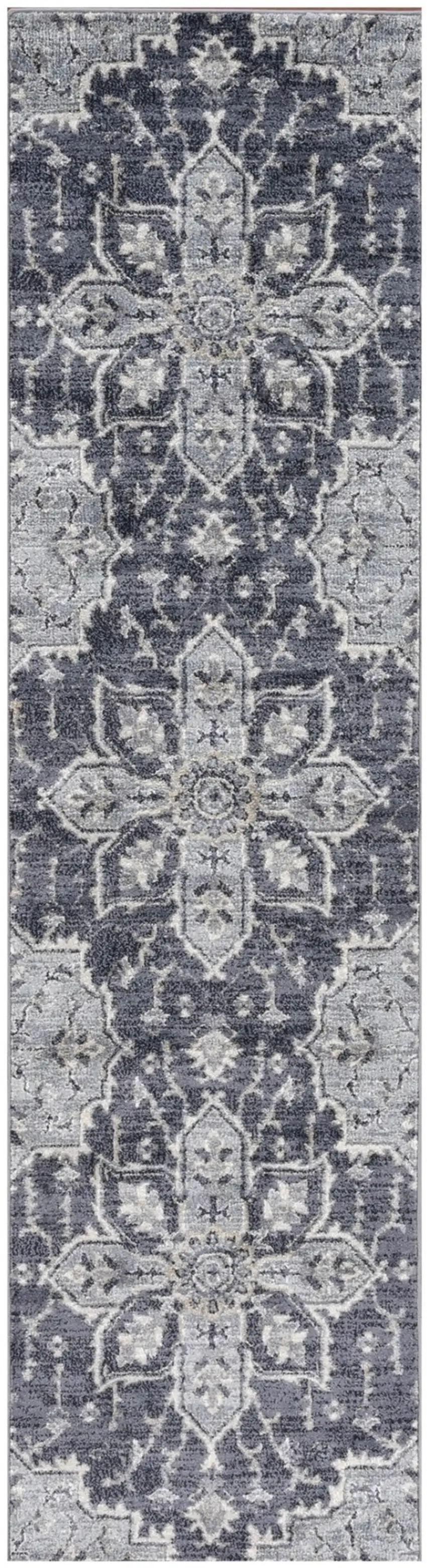 10' Purple and Ivory Medallion Power Loom Runner Rug Photo 2
