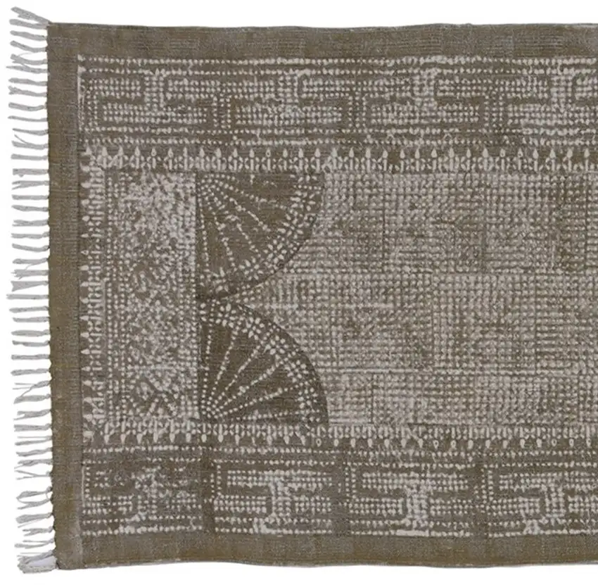 8' Putty Distressed Medallion Runner Rug Photo 4