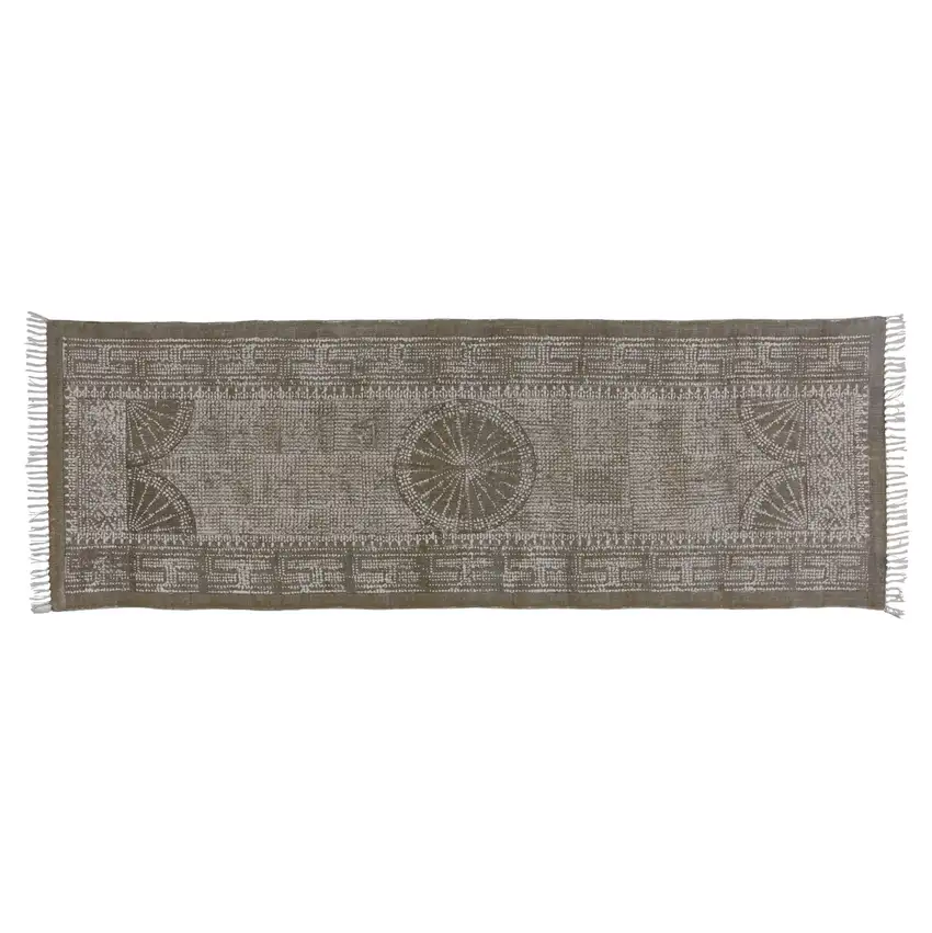 8' Putty Distressed Medallion Runner Rug Photo 1