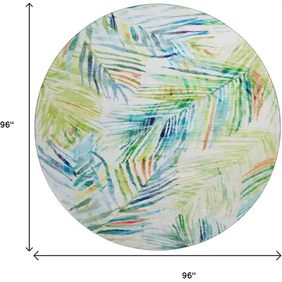 8' Rainbow And Ivory Geometric Washable Round Rug With UV Protection Photo 3