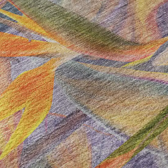 8' Rainbow And Ivory Geometric Washable Round Rug With UV Protection Photo 9