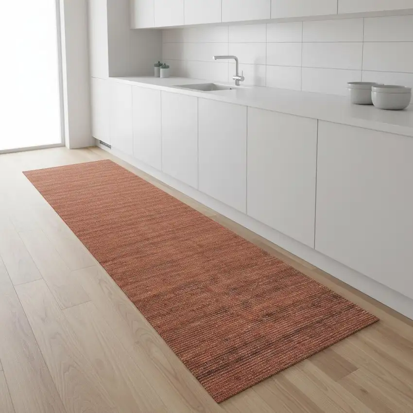 8' Red Abstract Runner Rug Photo 1