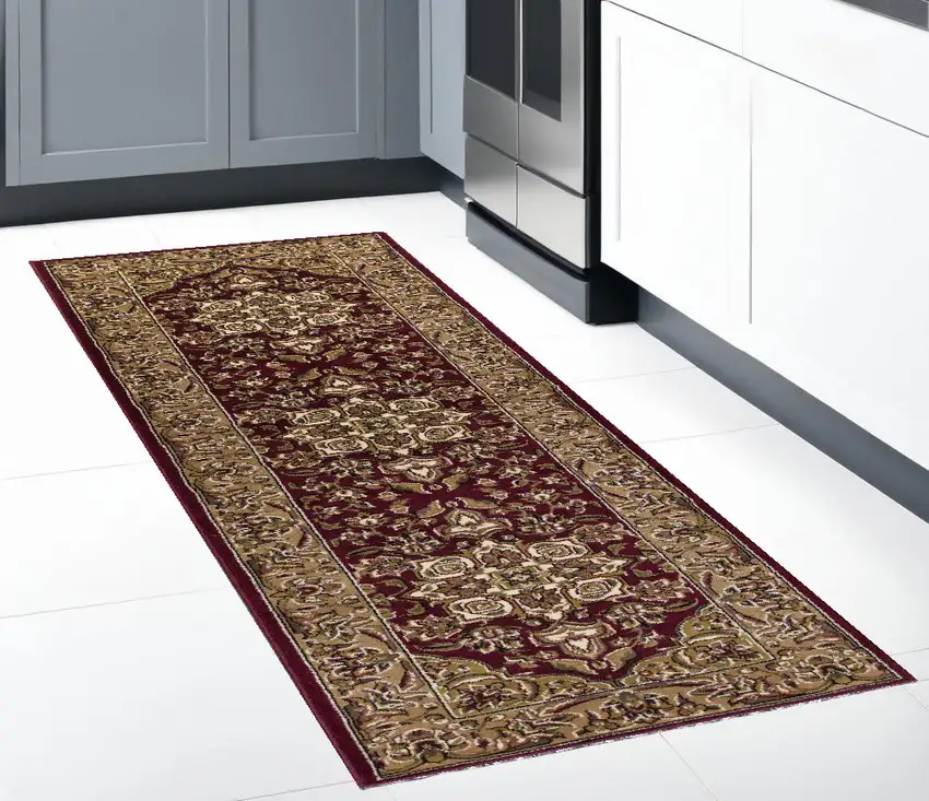 8' Red And Beige Area Rug Photo 1