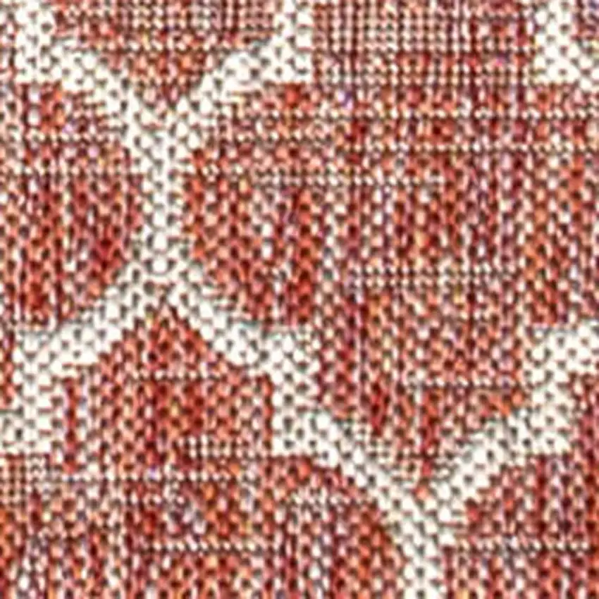 20' Red And Beige Geometric Indoor Outdoor Runner Rug Photo 2