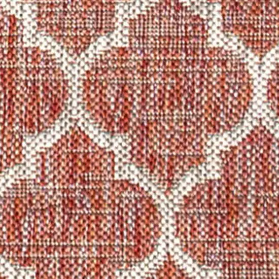 20' Red And Beige Geometric Indoor Outdoor Runner Rug Photo 3
