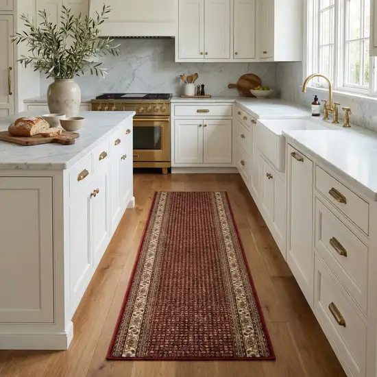12' Red And Beige Moroccan Runner Rug Photo 5