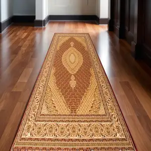 Photo of 12' Red And Beige Moroccan Runner Rug