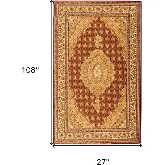 9' Red And Beige Moroccan Runner Rug Photo 9