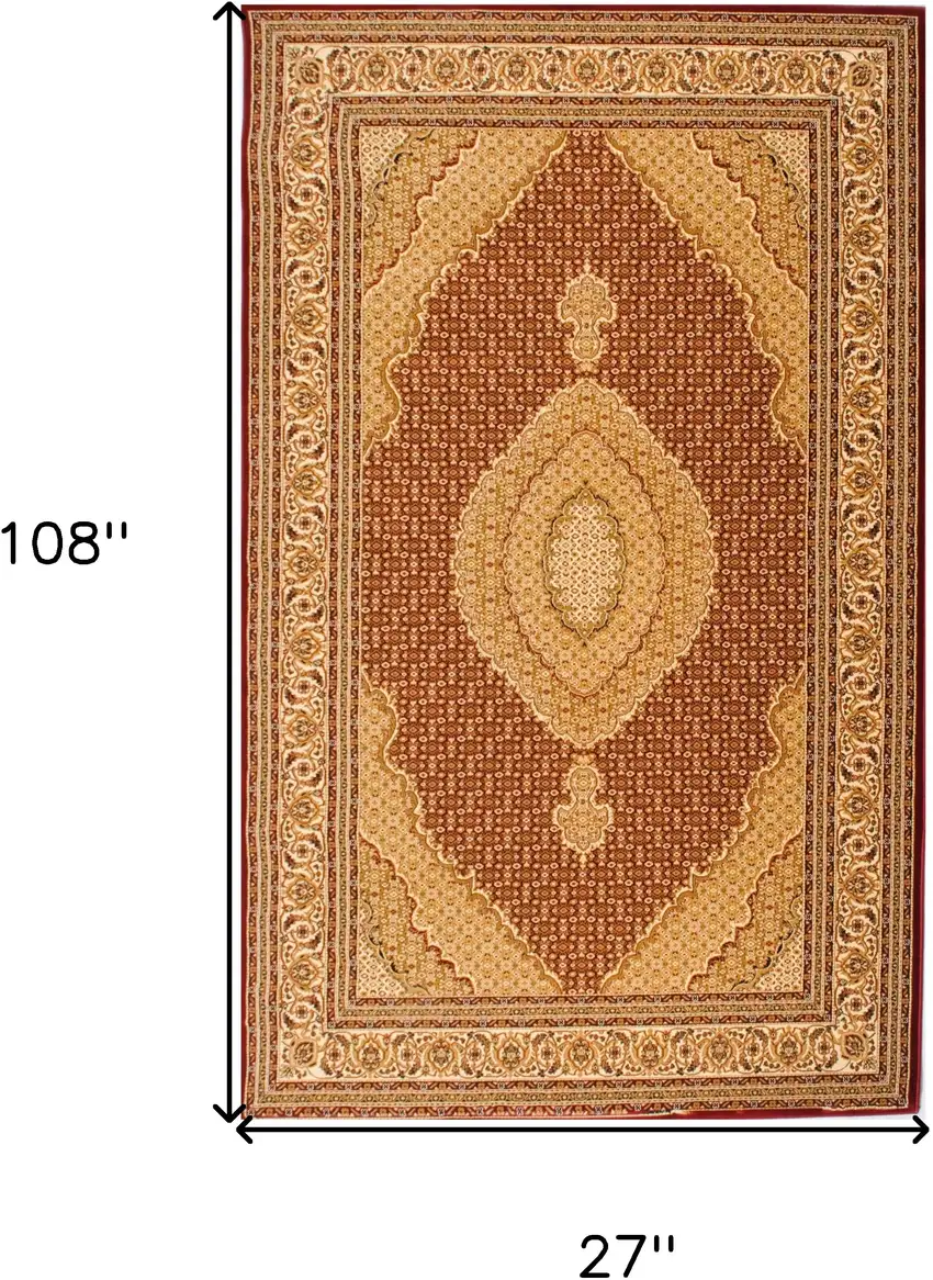 9' Red And Beige Moroccan Runner Rug Photo 9