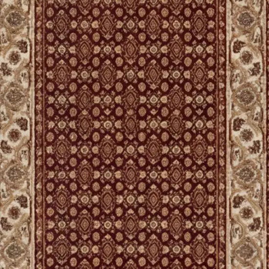 9' Red And Beige Moroccan Runner Rug Photo 2