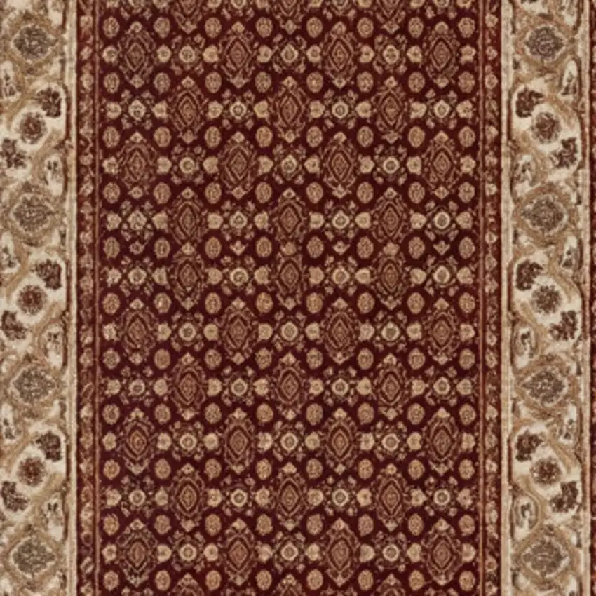 9' Red And Beige Moroccan Runner Rug Photo 2