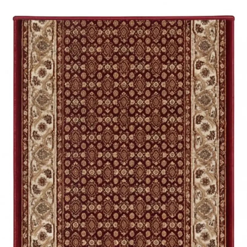 7' Red And Beige Moroccan Runner Rug Photo 3