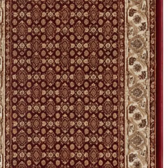 7' Red And Beige Moroccan Runner Rug Photo 2