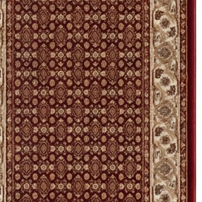 7' Red And Beige Moroccan Runner Rug Photo 2