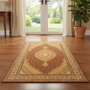 Photo of 7' Red And Beige Moroccan Runner Rug