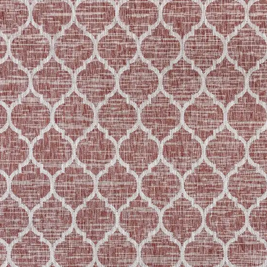 9' Red And Beige Square Geometric Indoor Outdoor Area Rug Photo 2