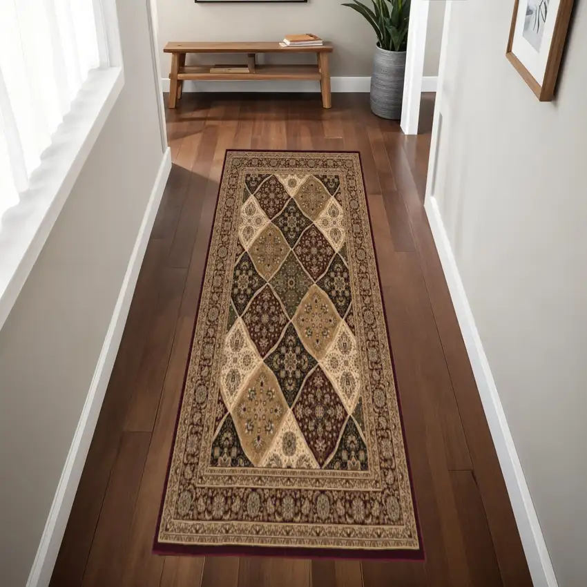 7' Red And Black Moroccan Runner Rug Photo 1