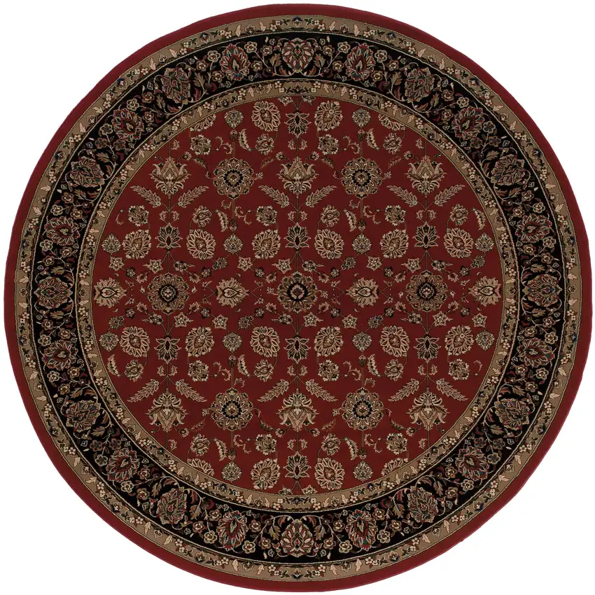 6' Red And Black Oriental Round Rug Photo 2