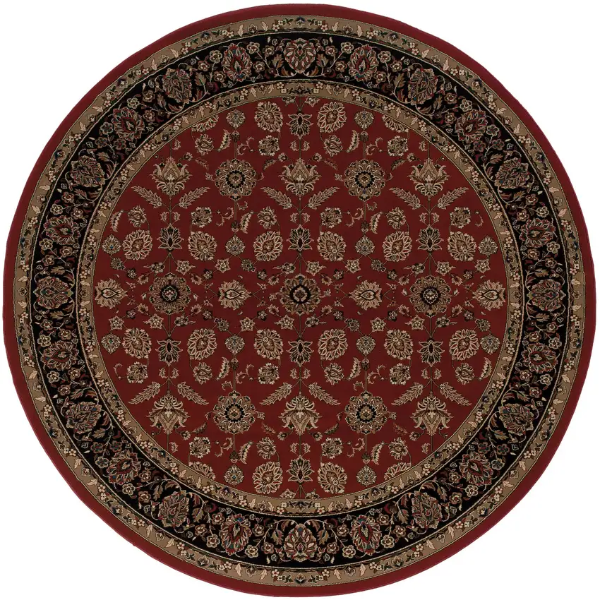 6' Red And Black Oriental Round Rug Photo 5