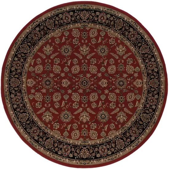 6' Red And Black Oriental Round Rug Photo 5