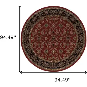 Photo of 8' Red And Black Oriental Round Rug