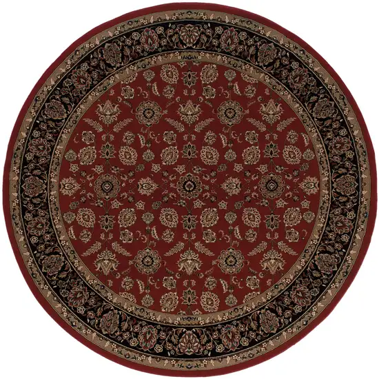 8' Red And Black Oriental Round Rug Photo 2