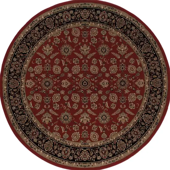 8' Red And Black Oriental Round Rug Photo 5