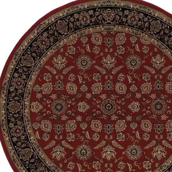 8' Red And Black Oriental Round Rug Photo 4