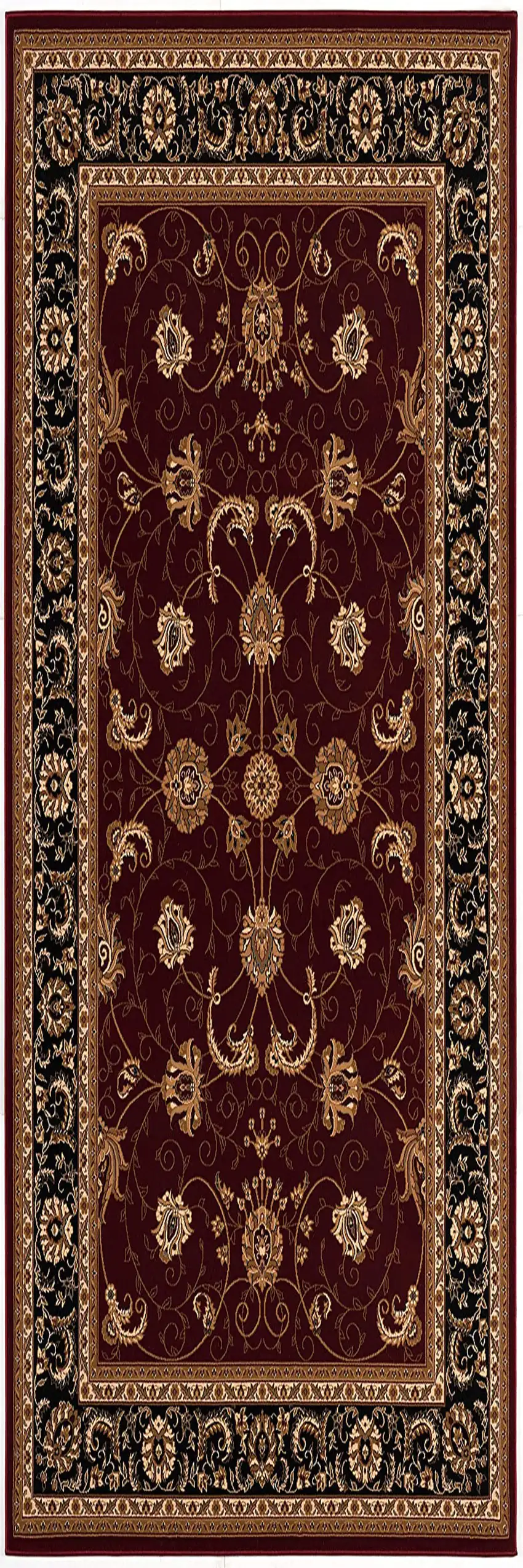 9' Red And Black Oriental Runner Rug Photo 2