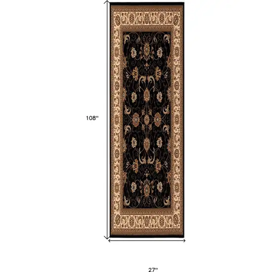 7' Red And Black Oriental Runner Rug Photo 5