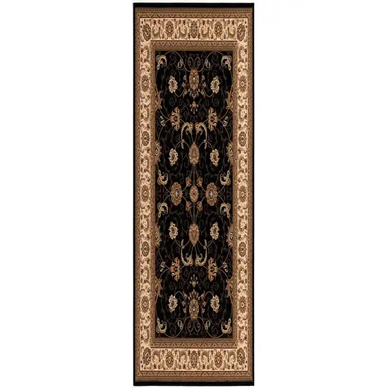 12' Red And Black Oriental Runner Rug Photo 9