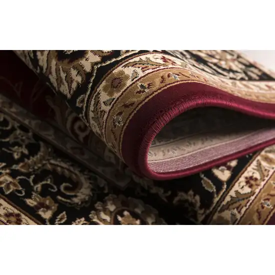 12' Red And Black Oriental Runner Rug Photo 9