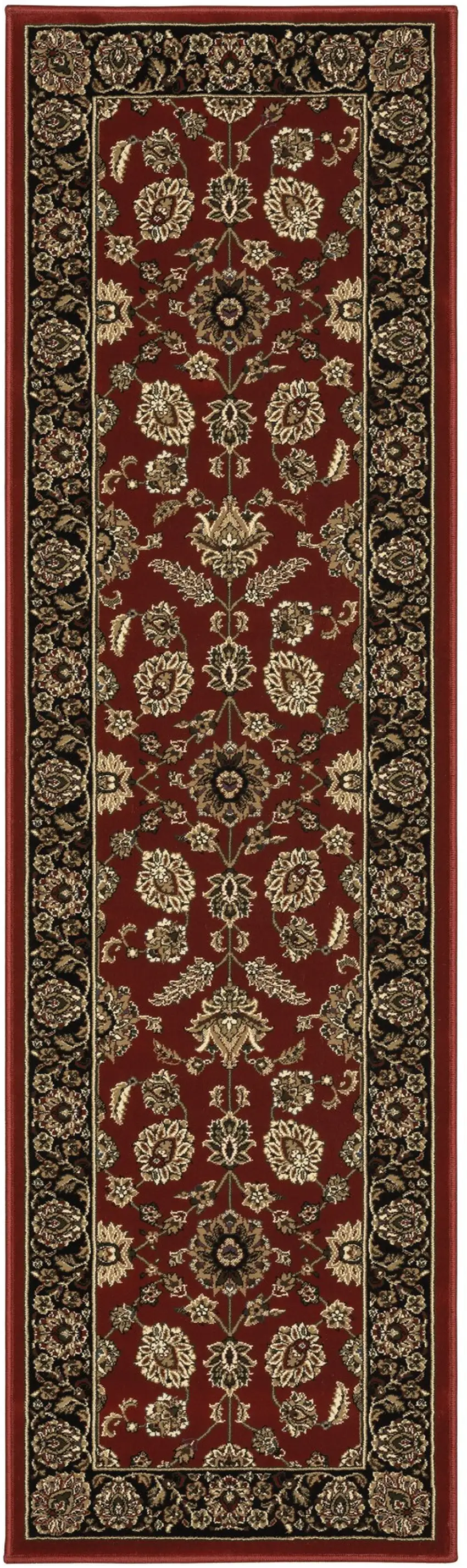 8' Red And Black Oriental Runner Rug Photo 2