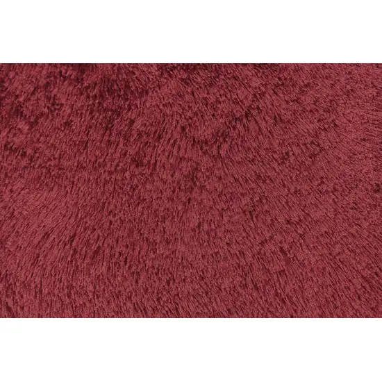 8' Red And Black Shag Hand Tufted Round Rug Photo 3