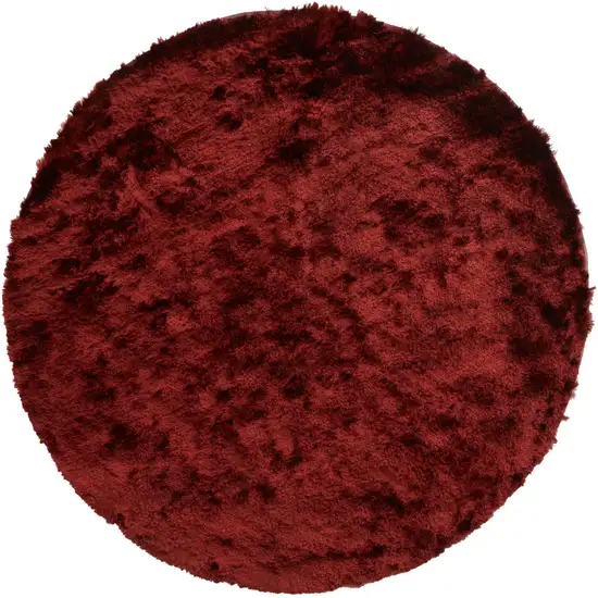 8' Red And Black Shag Hand Tufted Round Rug Photo 2