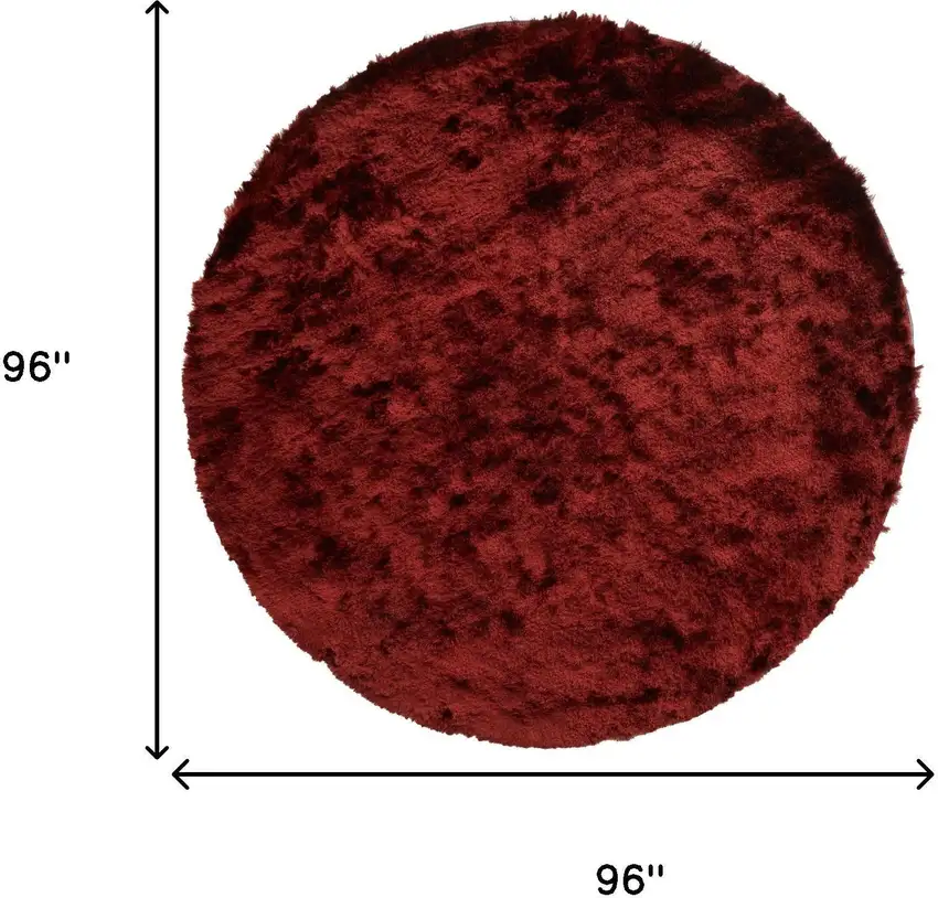 8' Red And Black Shag Hand Tufted Round Rug Photo 4