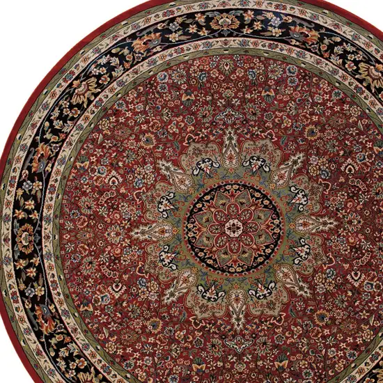 6' Red And Blue Oriental Round Rug Photo 4