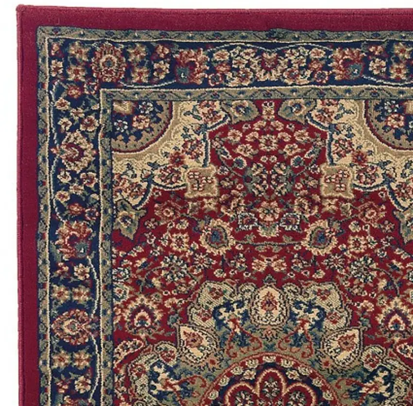 8' Red And Blue Oriental Runner Rug Photo 4
