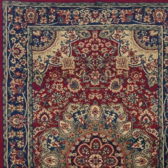 9' Red And Blue Oriental Runner Rug Photo 4