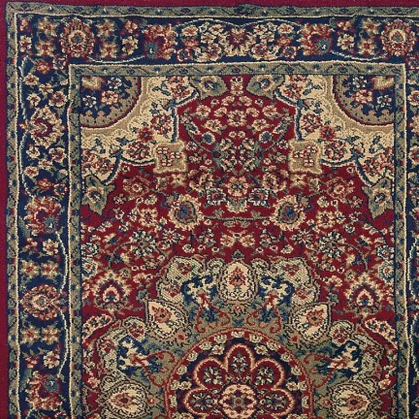 9' Red And Blue Oriental Runner Rug Photo 4