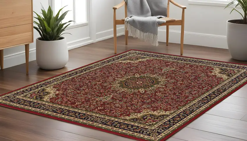 8' Red And Blue Oriental Square Rug Photo 1