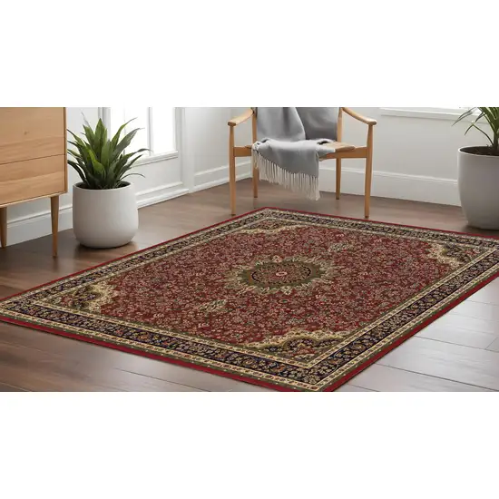 8' Red And Blue Oriental Square Rug Photo 1