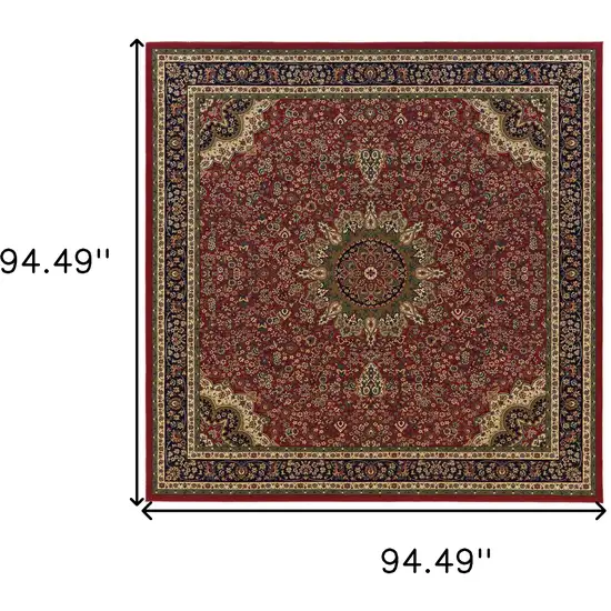 8' Red And Blue Oriental Square Rug Photo 3